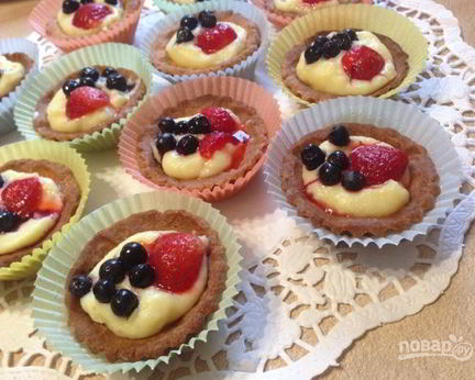 Корзиночки из песочного теста с заварным кремом