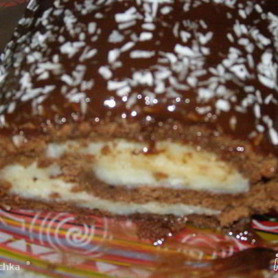 Шоколадный рулет с кремом