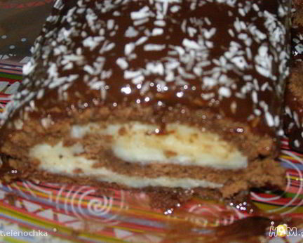 Шоколадный рулет с кремом