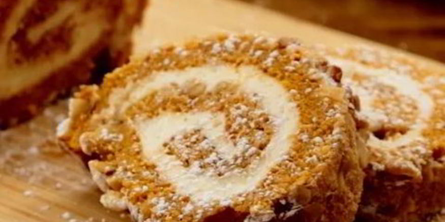 Рецепт тыквенного бисквитного рулета кремом