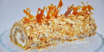 тыквенный рулет со сливочным кремом и карамельными яблочками