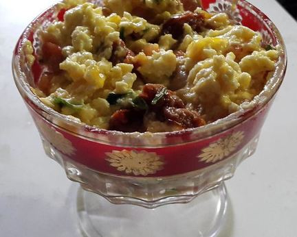 Веррин с креветками под кремом с желтым перцем