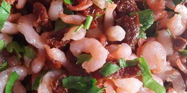 веррин с креветками под кремом с желтым перцем