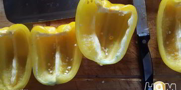 веррин с креветками под кремом с желтым перцем