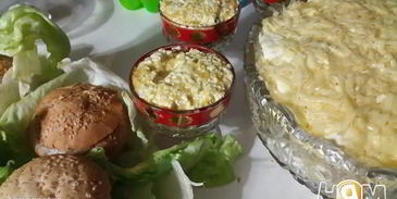 веррин с креветками под кремом с желтым перцем