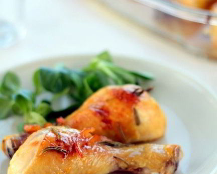 Запеченая курица с апельсиновым мармеладом и корицей