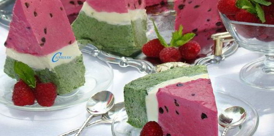 Рецепт торта-мороженого арбуз