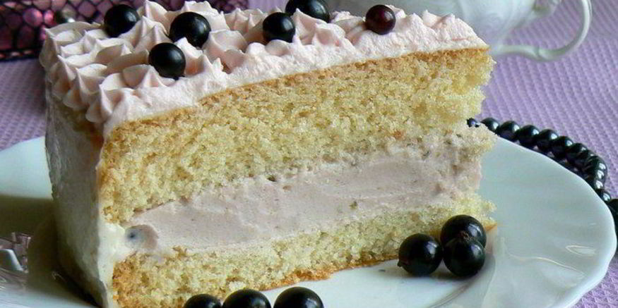 Рецепт бисквита с нежным сливочно-смородиновым муссом