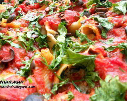 Паста ракушки с творожно-баклажановым муссом