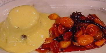 шоколадное суфле под кофейным сабайоном с пряным кумкватом