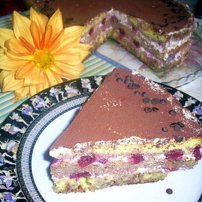 Творожный торт-десерт с пьяными вишнями в стиле Тирамису