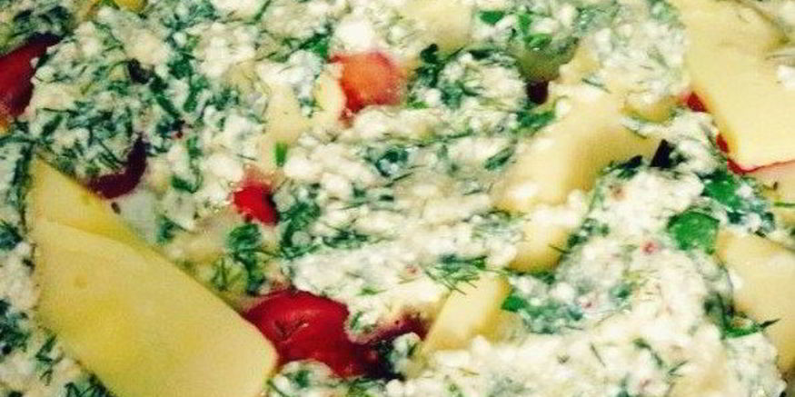 Рецепт творога с сыром, яйцом и зеленью