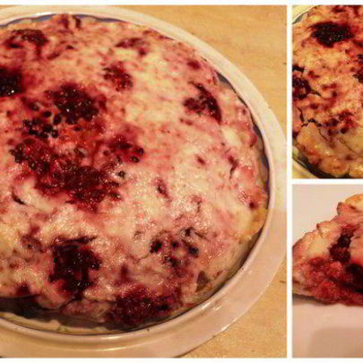 Творожный пудинг с ежевикой