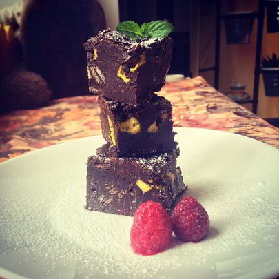 Брауни с вафлями и мятным зефиром