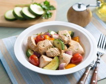 Азу из индейки с болгарским перцем в белом вине