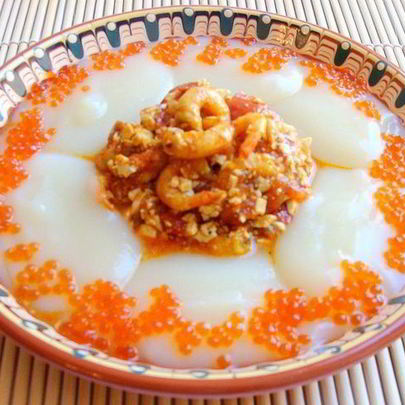 Азу из креветок с тофу и пикантным гарниром