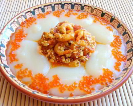 Азу из креветок с тофу и пикантным гарниром