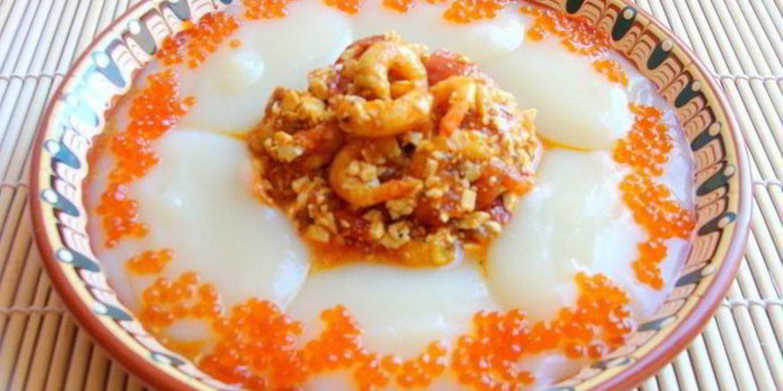 Рецепт азу из креветок с тофу и пикантным гарниром