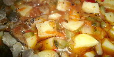 азу из куриных желудков и вешенок