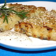 Рецепт Драников с грибами и кунжутом, запеченные в духовке