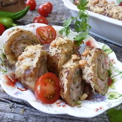 Рулеты-драники с куриным фаршем