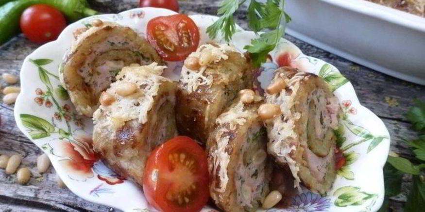 Рецепт рулетов-драников с куриным фаршем