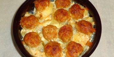 фрикадельки с картошкой в духовке