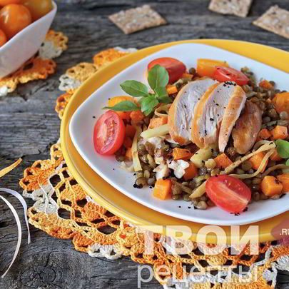 Чечевица с курицей