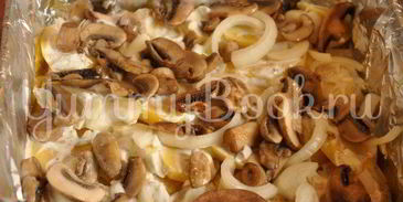 картофель с грибами под сыром