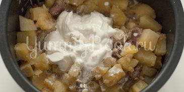 картофель с куриными сердечками в мультиварке