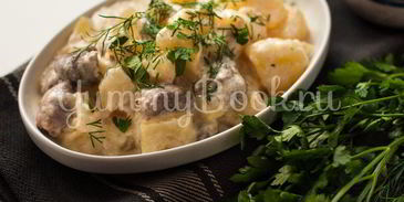 картофель с куриными сердечками в мультиварке