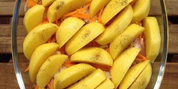 картофель с курицей в духовке