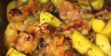 картофель с курицей в духовке