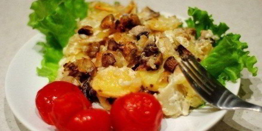 Рецепт картофеля с шампиньонами в сметане