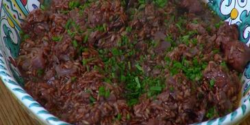 красный рис с купатами и радиккио