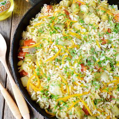 Рис с баклажанами и сладким перцем