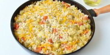 рис с баклажанами и сладким перцем