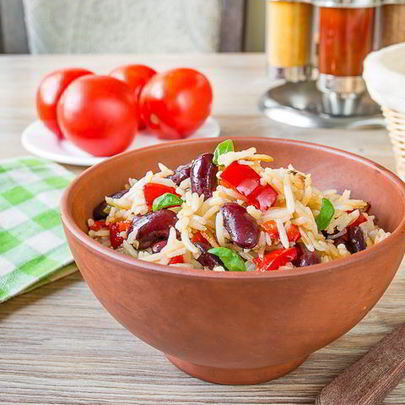 Рис со сладким перцем и фасолью