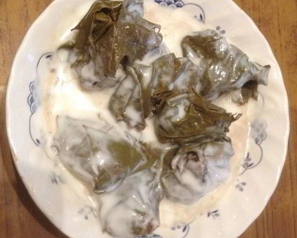 Долма с соусом на основе кефира