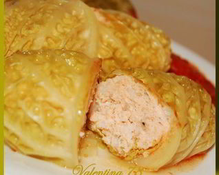 Голубцы из савойской капусты с фаршем из семги