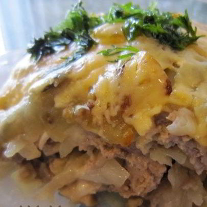 Грибы с фаршем и картошкой