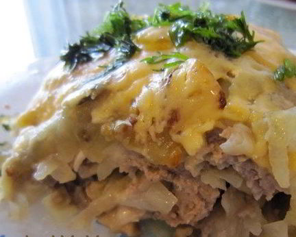 Грибы с фаршем и картошкой