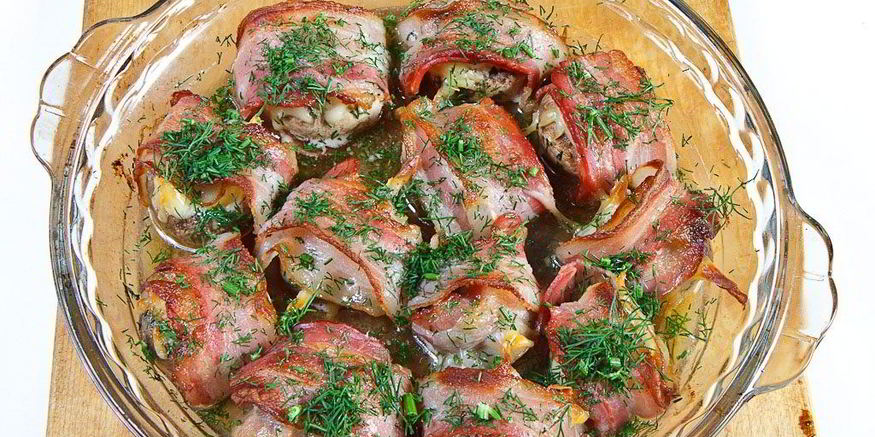 Рецепт шампиньонов в беконе в духовке