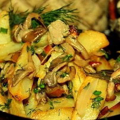 Вешенки, жареные с картошкой