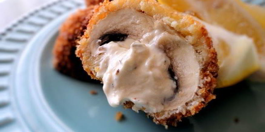 Рецепт жареных фаршированных шампиньонов