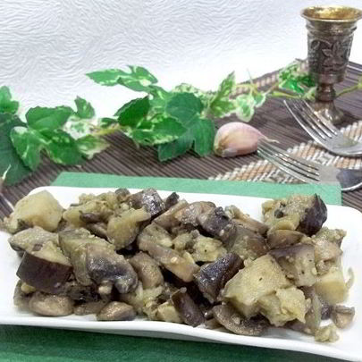 Жареные грибы с баклажанами