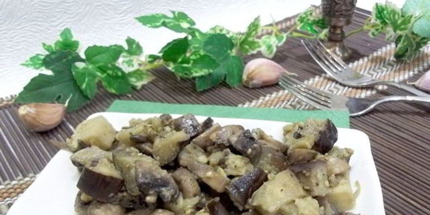 Рецепт жареных грибов с баклажанами