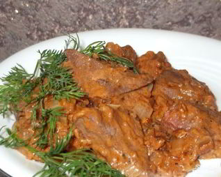 Гуляш из печенки свиной