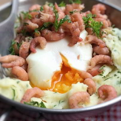 Картофельное пюре с креветками