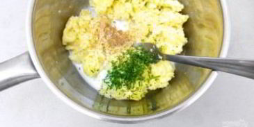 картофельное пюре с креветками